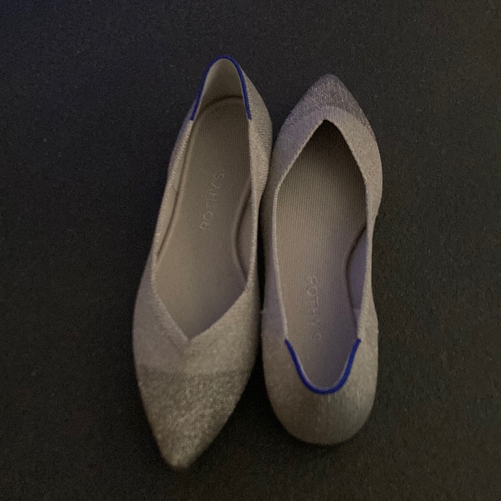Rothy's Womens The Point Blue Fabric Pointed Toe Slip On Ballet Flats Size 9.5